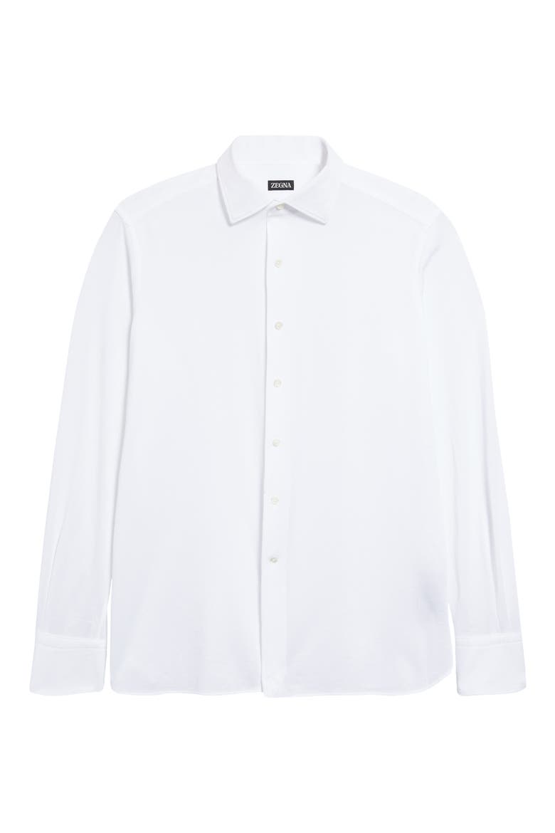Cotton Jersey Button-Up Shirt, Alternate, color, WHITE