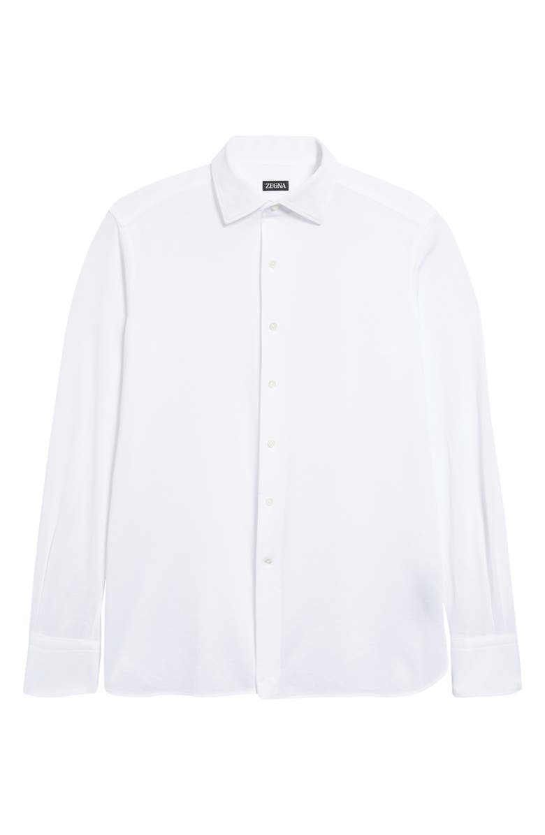 ZEGNA Cotton Jersey Button-Up Shirt, Alternate, color, 