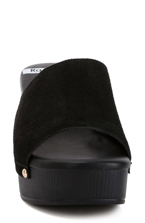 Rag & Co Cartera Suede High Block Heel Clogs In Black In Black