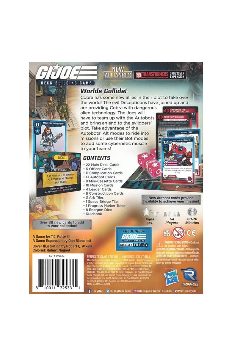 Renegade Game Studios G.I. Joe Deckbuilding Game New Alliances Transformers Crossover Expansion, Alternate, color, Multicolored