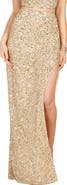 LARA New York Long Side-Slit Beaded Skirt