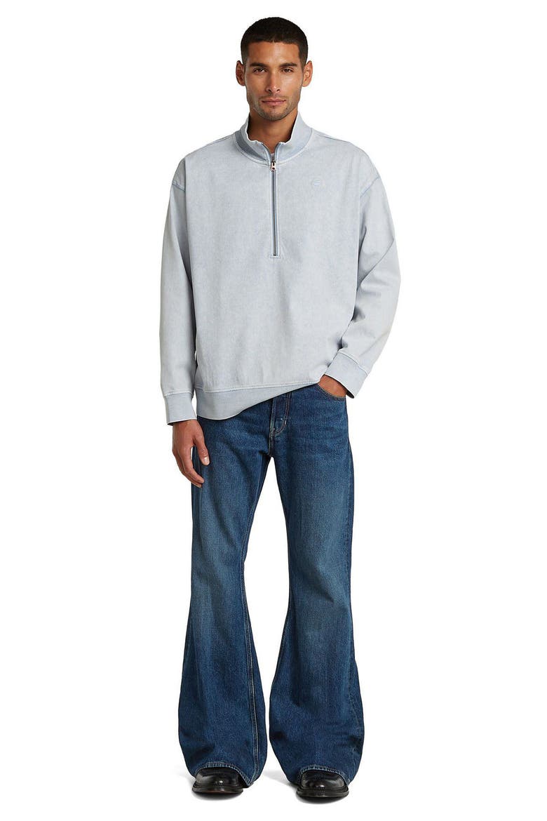 Washed HB Relaxed Half Zip Pullover, Alternate, color, LIGHT WAVE GD SNOW BLEACH