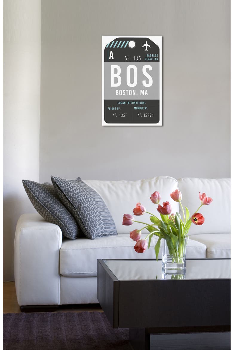 Boston Luggage Tag Wall Art, Alternate, color, BLACK