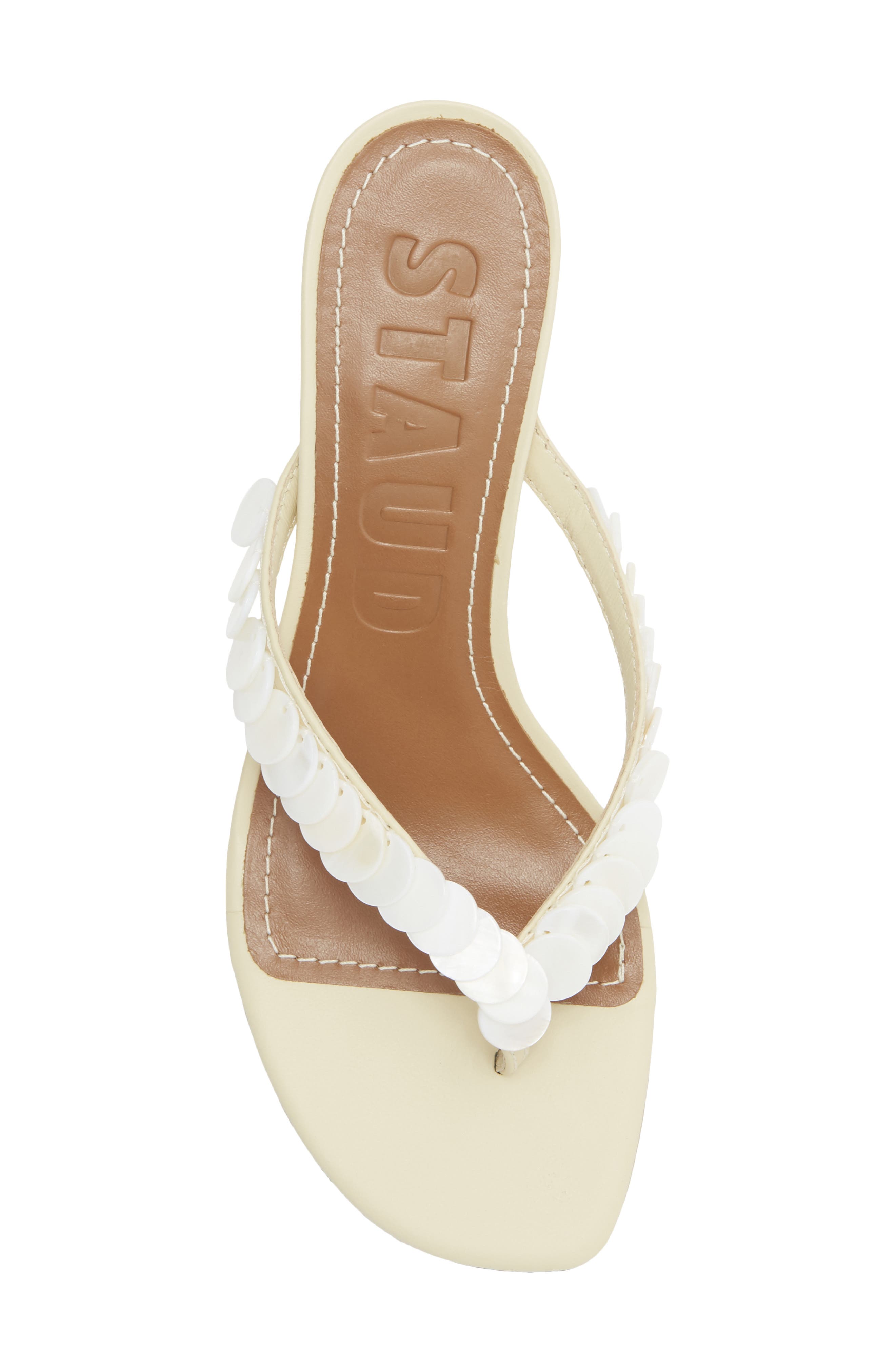 STAUD Freja Embellished Thong Sandal, Alternate, color, Cream