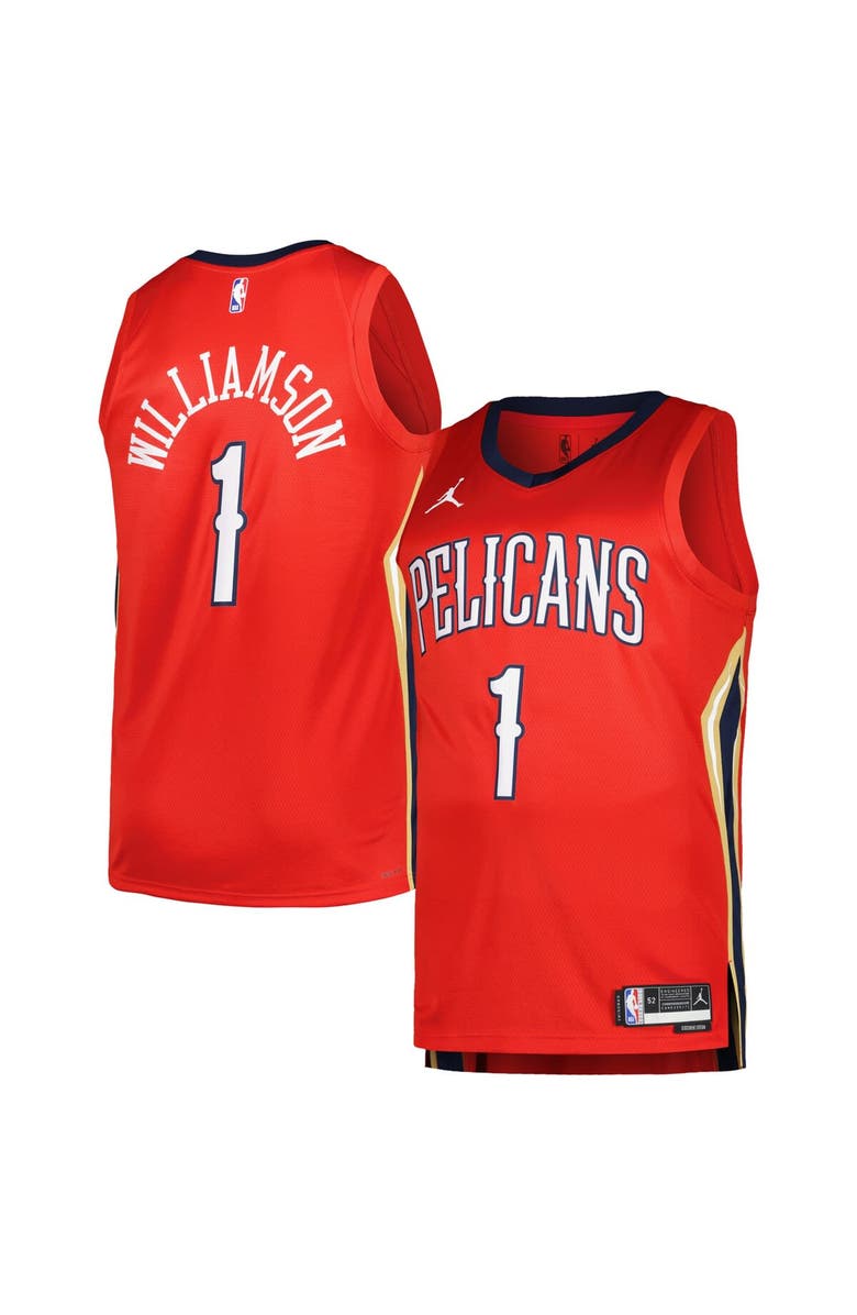 Jordan Brand Men's Jordan Brand Zion Williamson Red New Orleans Pelicans Swingman Player Jersey - Statement Edition, Main, color, 