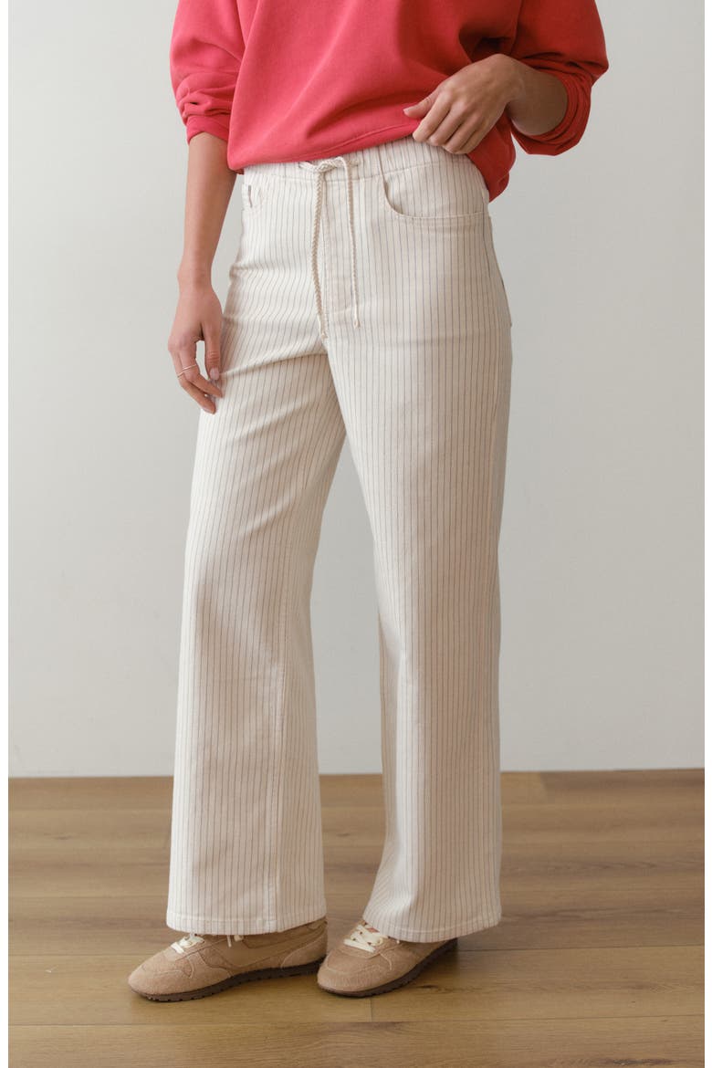 Ella Stripe Wide Leg Drawstring Pants, Alternate, color, TICKING STRIPE