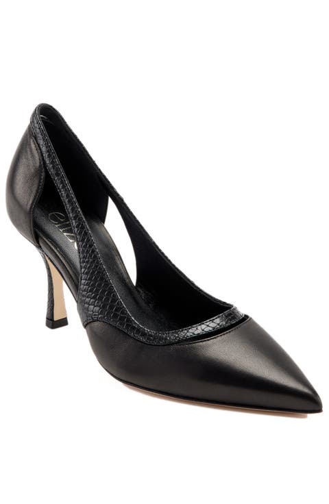 Elle Pump Leather Pointed-Toe Heel