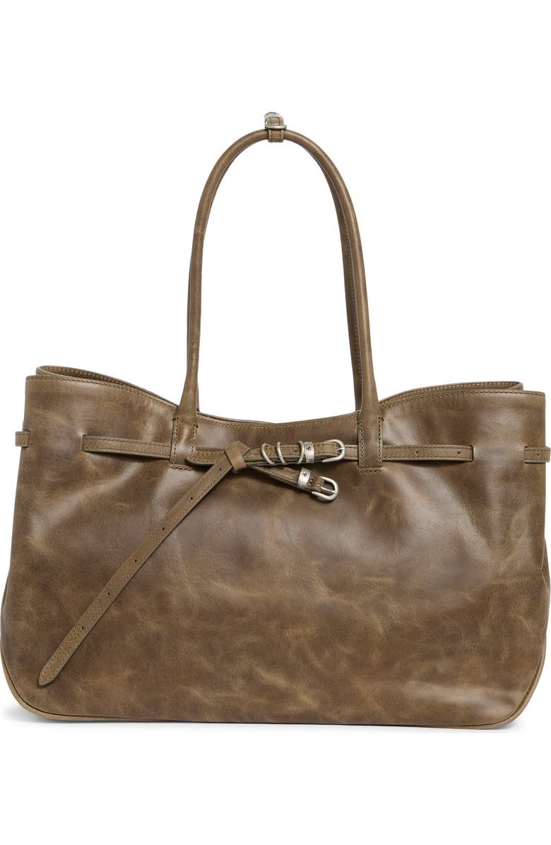 MARGESHERWOOD Grandma Large Buckle Suede Shoulder Bag, Main, color, Etoffe Pull-Up