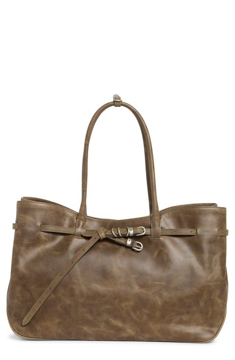 Grandma Large Buckle Suede Shoulder Bag
