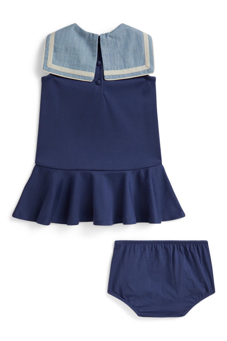 Sailor Collar Drop Waist Dress with Bloomers, Alternate, color, NAVY