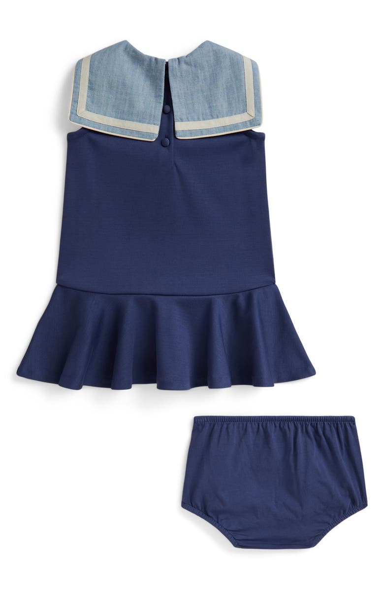 Ralph Lauren Sailor Collar Drop Waist Dress with Bloomers, Alternate, color, Light Navy