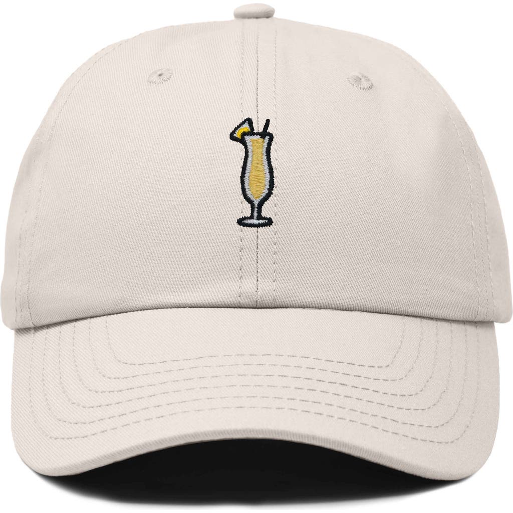Dalix Pina Colada Embroidered Dad Cap In Beige