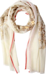 SAACHI Metallic Floral Wool Scarf