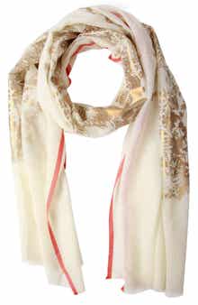 SAACHI Metallic Floral Wool Scarf