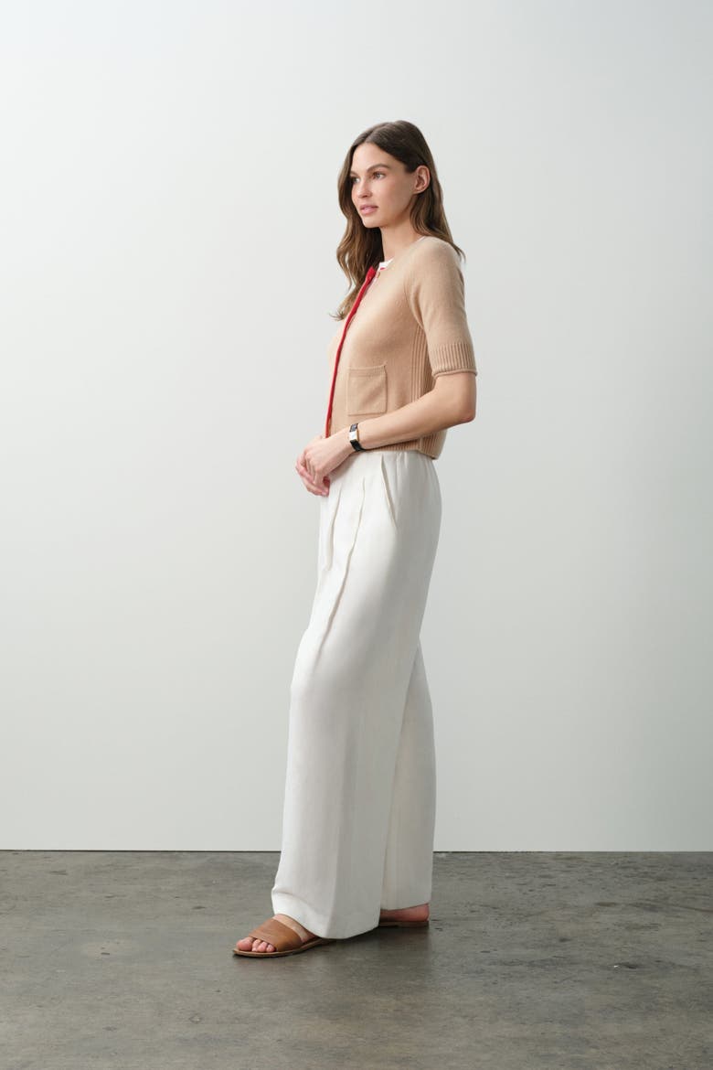 Ana Elbow Sleeve Cashmere Cardigan, Alternate, color, HONEY/POPPY