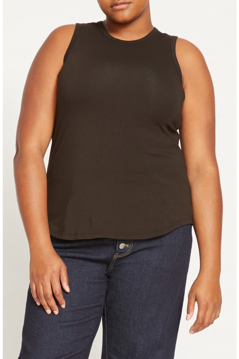 Cai Stretch Pima Cotton Tank, Main, color, BLACK