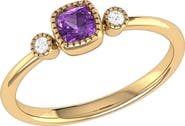 LuvMyJewelry Cushion Cut Amethyst & Diamond Ring
