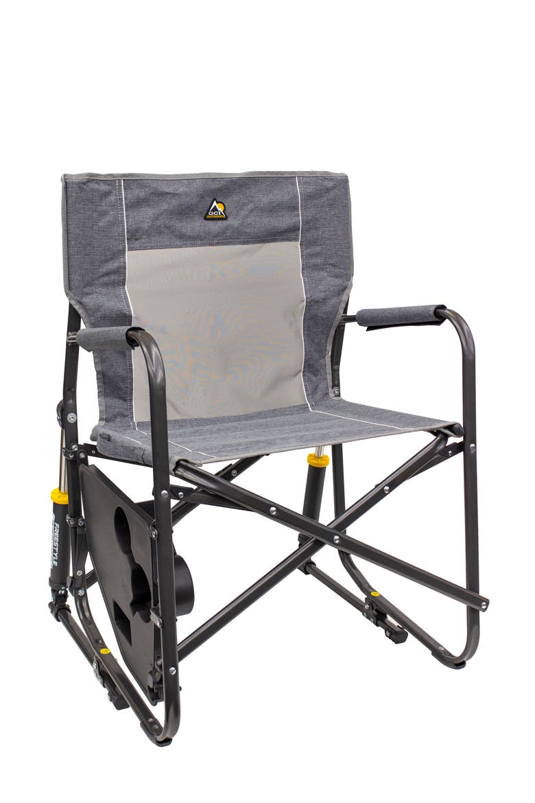 Freestyle Rocker with Side Table, Alternate, color, Heathered Pewter