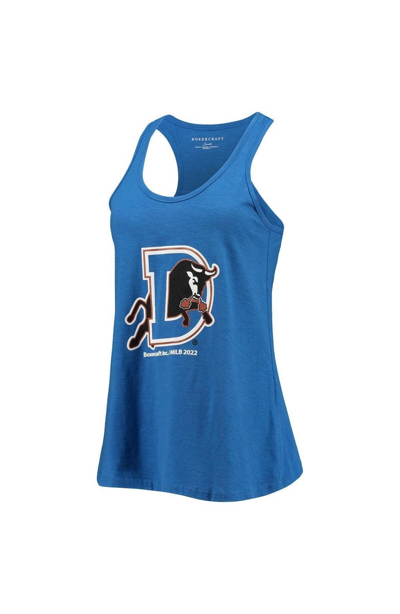 BOXERCRAFT Women's Royal Durham Bulls Charm Scoop Neck Racerback Tank Top, Alternate, color, Royal