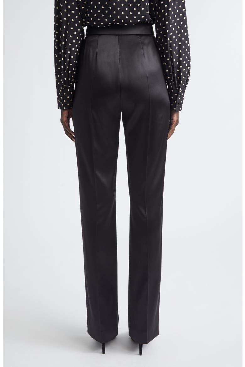 Tailored Double Duchesse Stretch Silk Pants, Alternate, color, BLACK