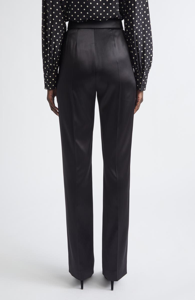 Valentino Tailored Double Duchesse Stretch Silk Pants, Alternate, color, Black