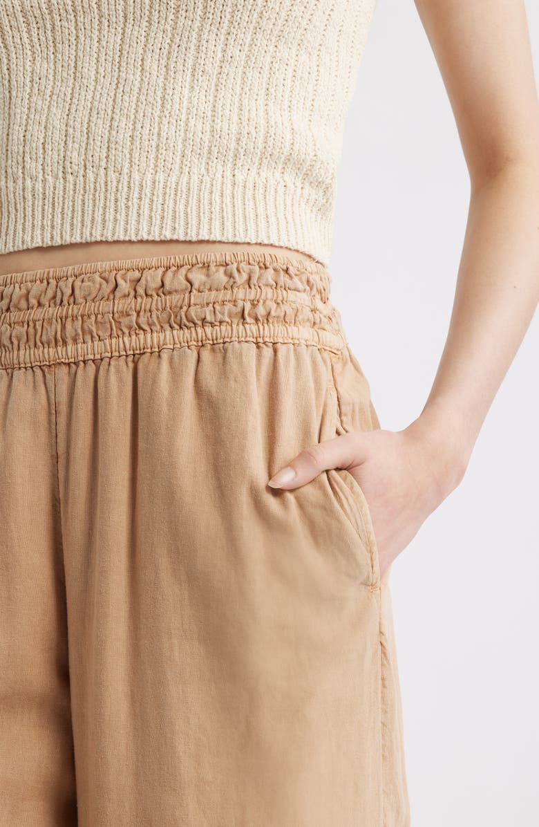 Treasure & Bond Linen Blend Smocked Waist Wide Leg Pants, Alternate, color, Tan Iced Coffee