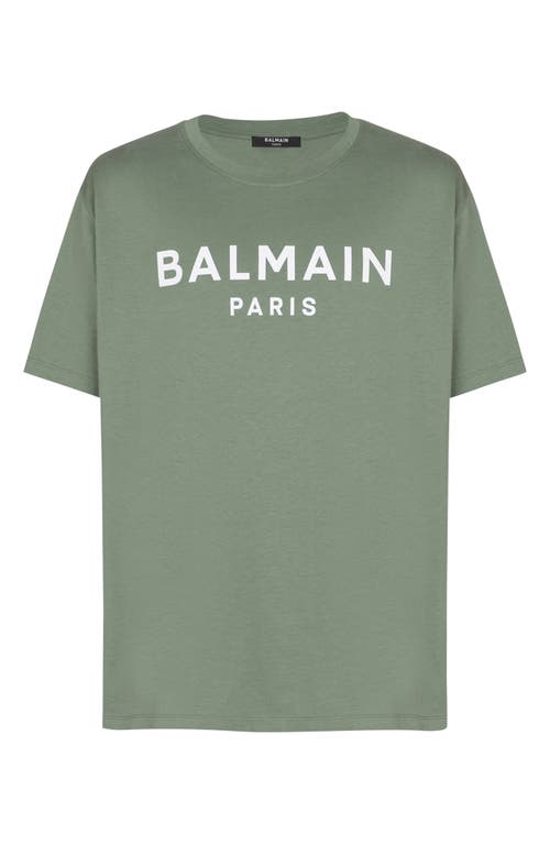 Balmain T-shirt With Logo In Uma Green/white