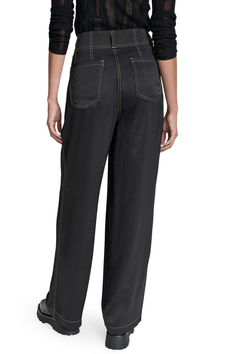 DKNY Topstitch Straight Leg Pants, Alternate, color, Black