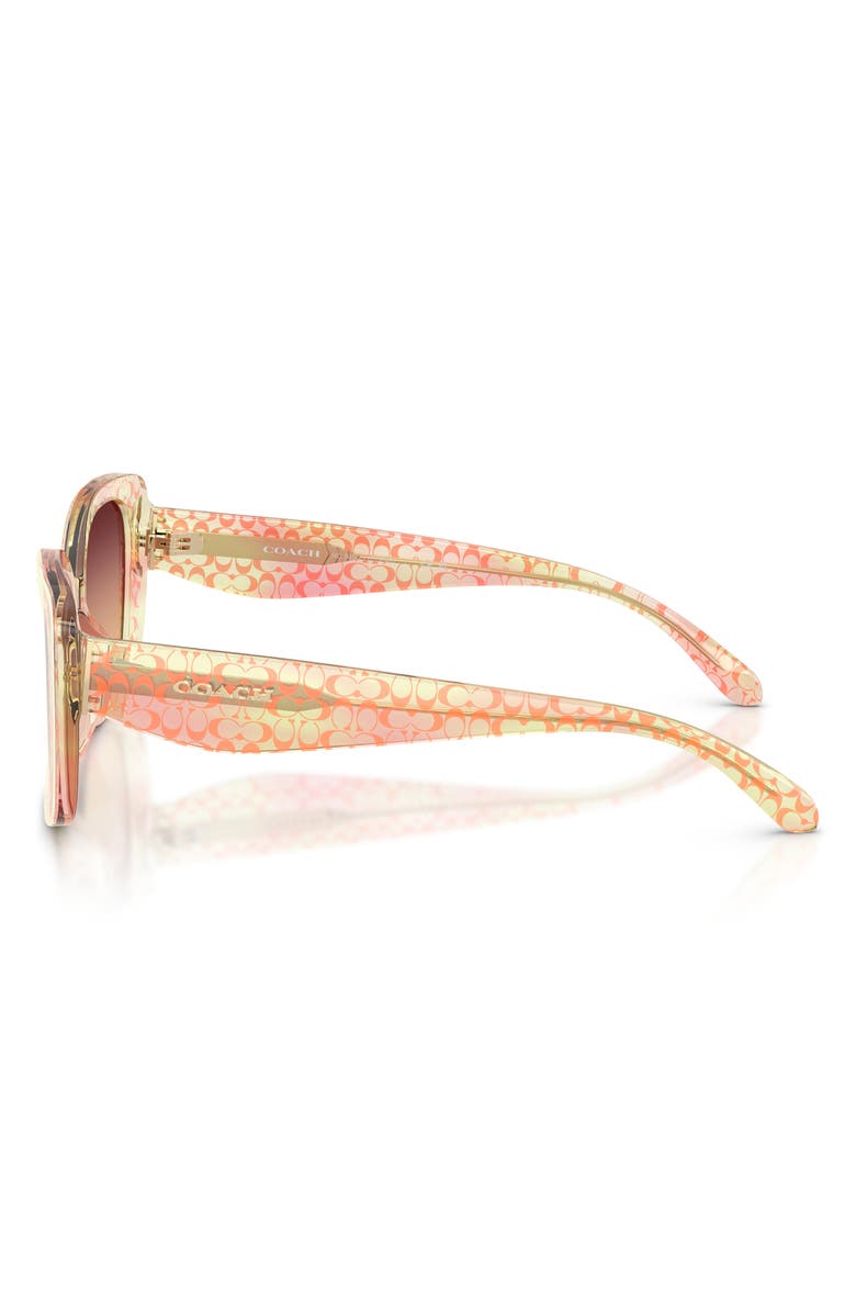 COACH 52mm Gradient Square Sunglasses, Alternate, color, Transparent Peach Signature C