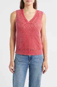 CITY BLUES Open Stitch Sweater Vest