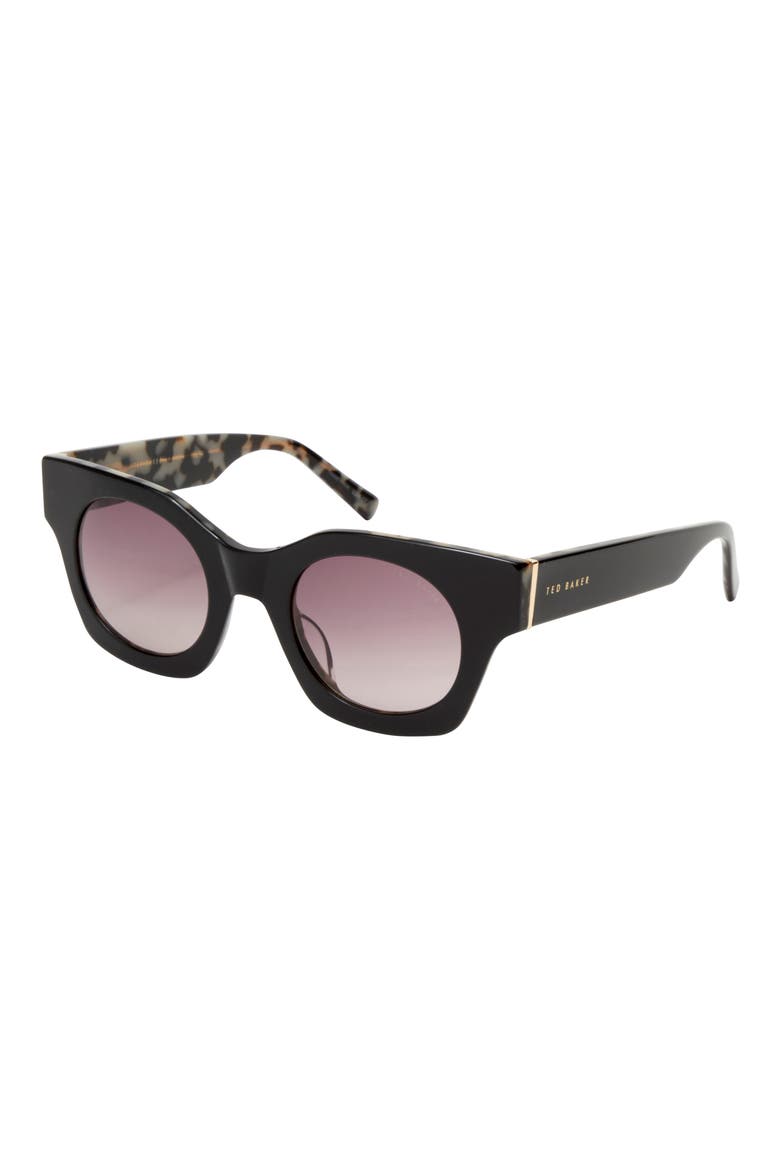 47mm Small Round Sunglasses, Alternate, color, BLACK