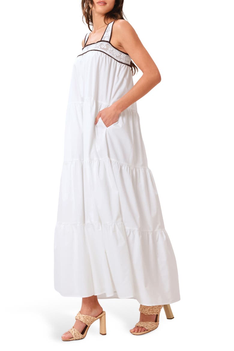 Maxi Dress, Alternate, color, WHITE/ BROWN