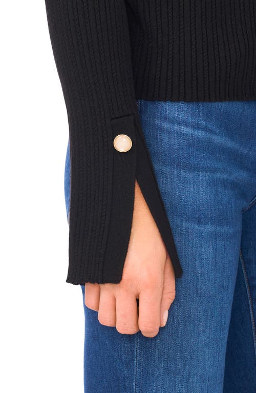 Ted Baker Alivia Mock Neck Button Cuff Sweater In Black