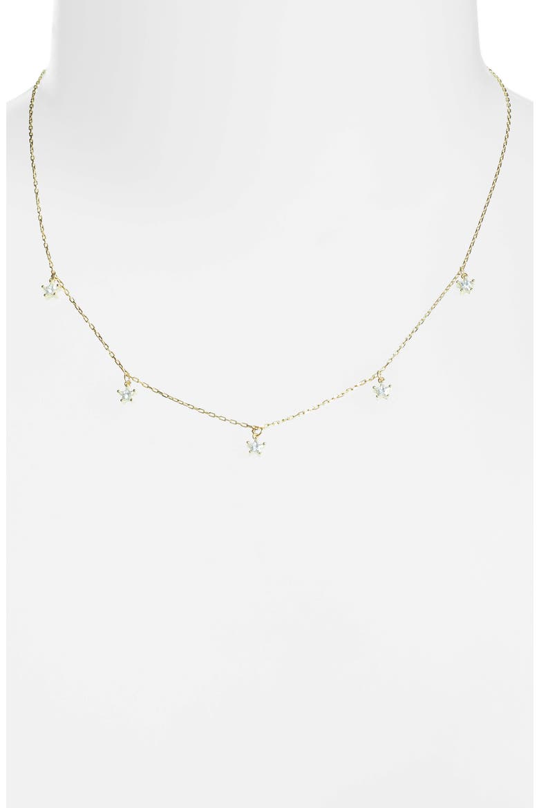 Cubic Zirconia Star Charm Necklace, Alternate, color, GOLD