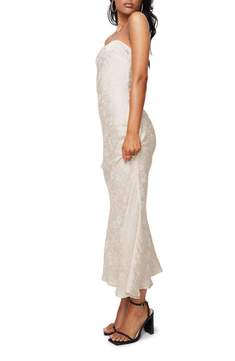 Princess Polly Salvin Strapless Jacquard Dress, Alternate, color, Champagne