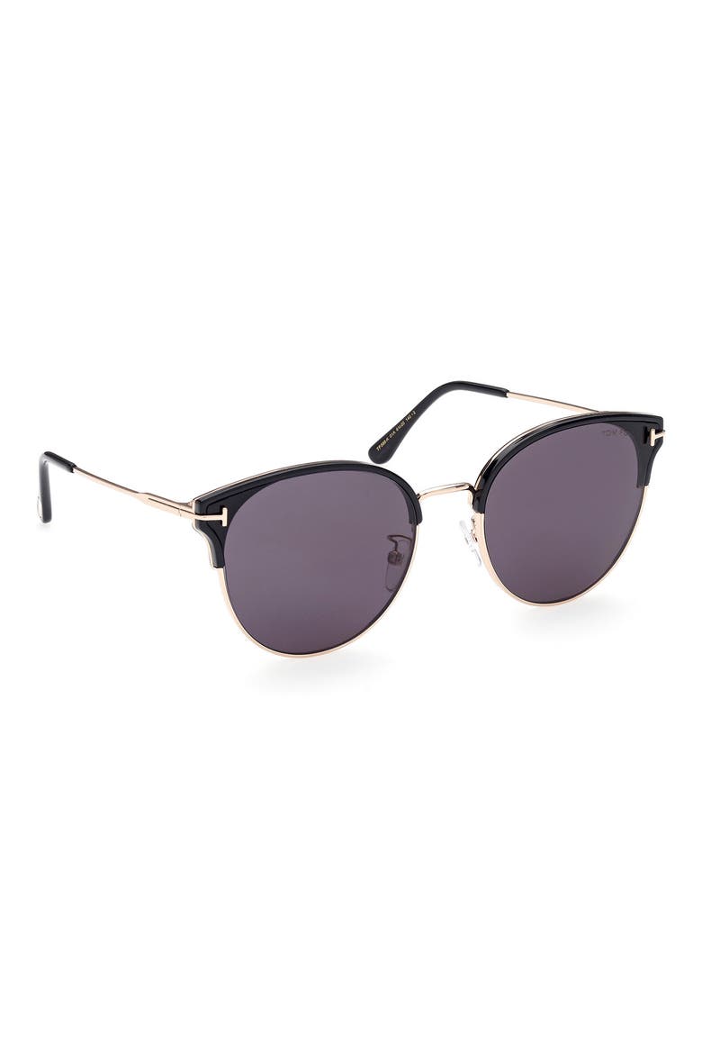 61mm Round Sunglasses, Alternate, color, SHINY BLACK / SMOKE
