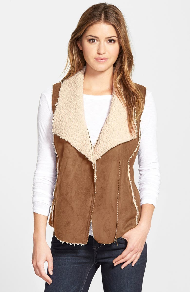 Caslon<sup>®</sup> Faux Shearling Vest, Main, color, 