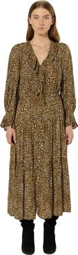 GERARD DAREL Lyza Ruffled V-Neck Midi Dress