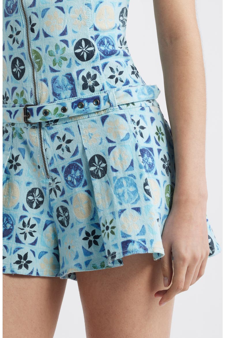 Dune Dancer Belted Floral Romper, Alternate, color, SKY BLUE COMBO