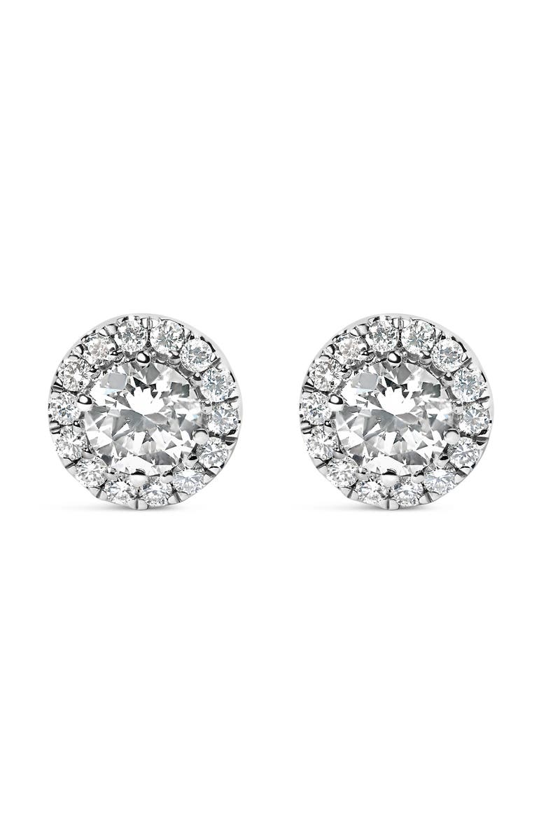 Haus of Brilliance 14K White Gold 1.0 Ct Round Lab-Grown Diamond Halo Stud Earrings, Main, color, White