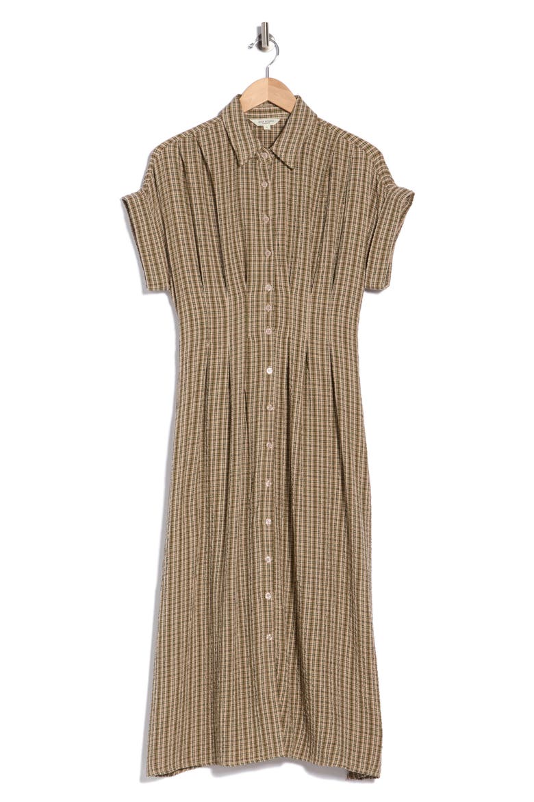 Plaid Print Shirtdress, Main, color, TAUPE/ GREEN-HS-F0116
