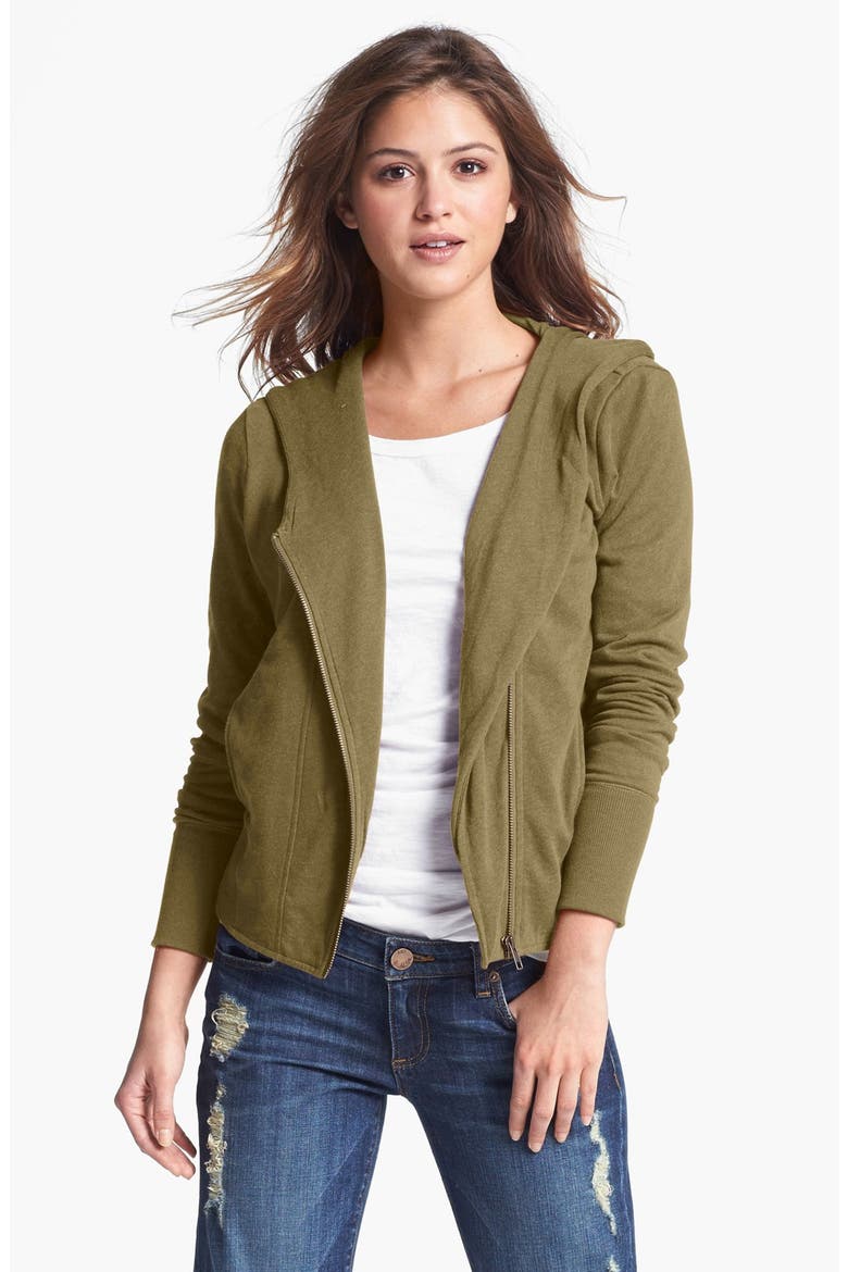 Moto Hoodie, Main, color, HEATHER GREEN DUSK