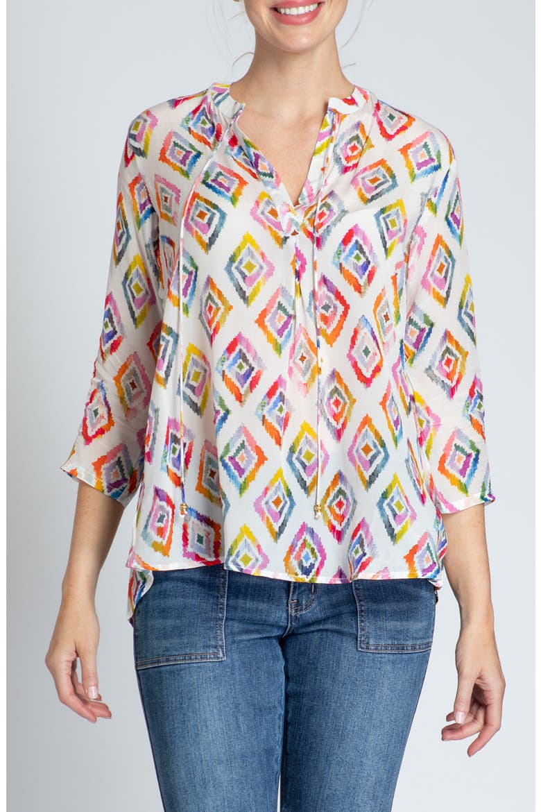 Tie Neck Top, Main, color, PINK MULTI