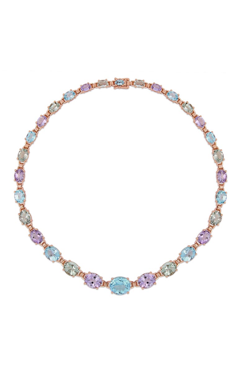 Julianna B. Gemstone Link Necklace Rose-Plated Silver, Alternate, color, 