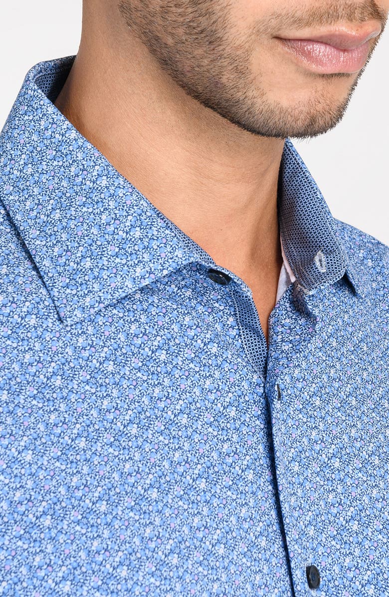 W.R.K Slim Fit Micro Floral Performance Dress Shirt, Alternate, color, Navy