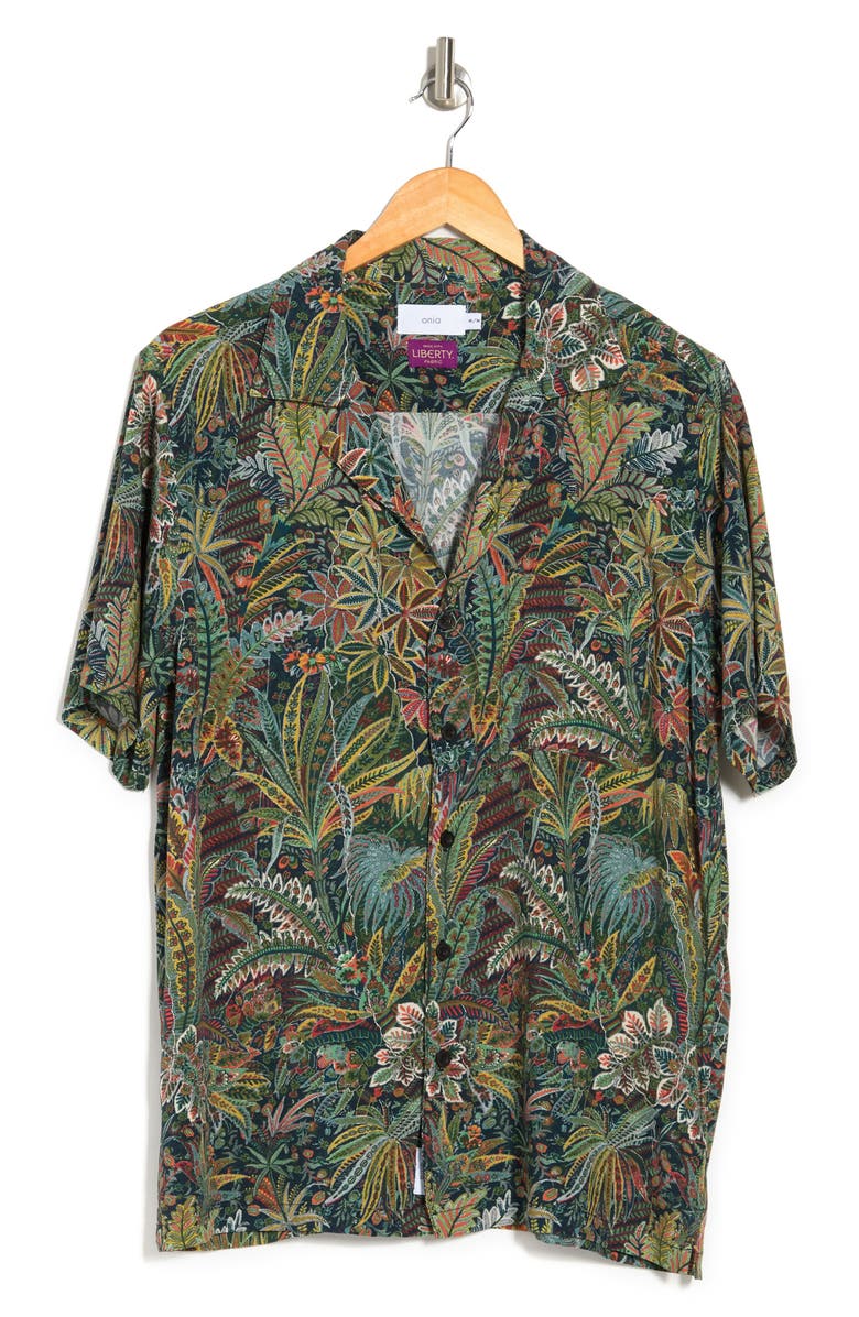 Onia Vacation Camp Collar Foliage Print Regular Fit Shirt, Alternate, color, 