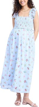 MOTHERHOOD MATERNITY Sleeveless Ruffle Shoulder Smocked Maxi Dress