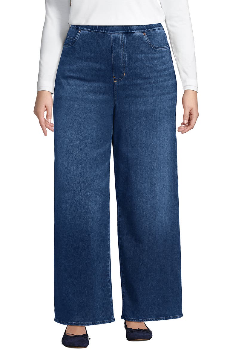 Lands' End Starfish Denim High Rise Wide Leg Jeans, Main, color, Indigo Tide Blue