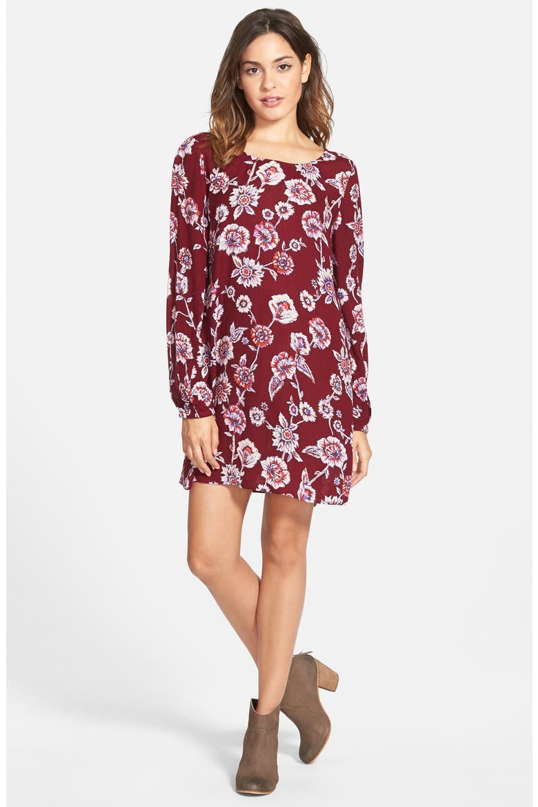 'Heart Strayed' Trapeze Dress, Main, color, BLACK CHERRY