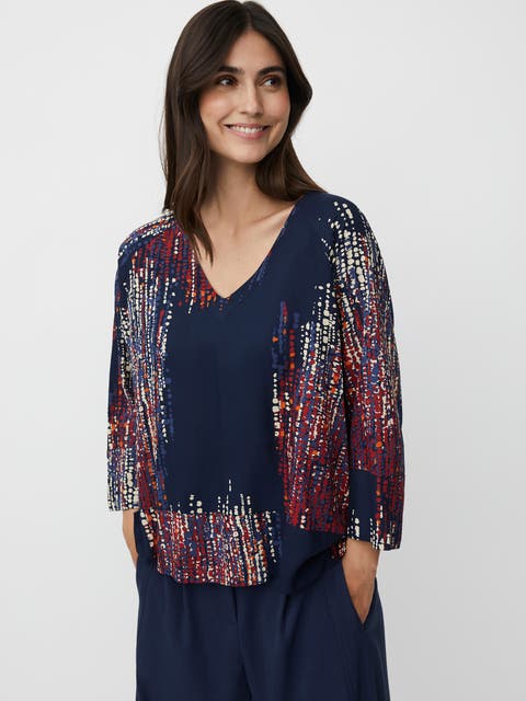 MaBenika 3/4 Sleeve V-Neck Blouse